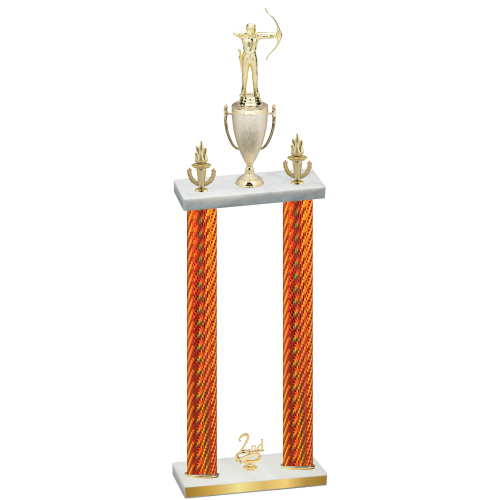 Double Orange Carbon Fiber Second Place Archery Trophy