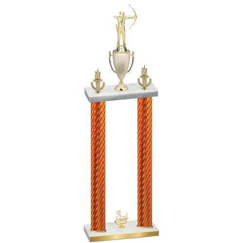 Double Orange Carbon Fiber Third Place Archery Trophy