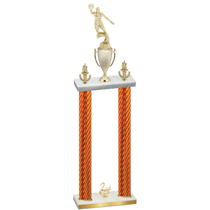 Double Orange Carbon Fiber Second Place Basketball Trophy