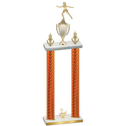 Double Orange Carbon Fiber Second Place Skater Trophy