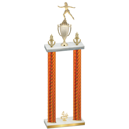 Double Orange Carbon Fiber Fourth Place Skater Trophy