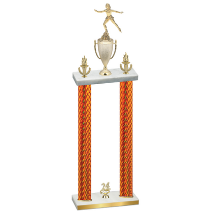 Double Orange Carbon Fiber Year Skater Trophy