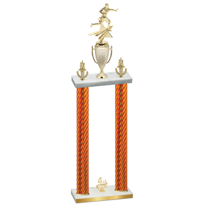 Double Orange Carbon Fiber Fourth Place Flag Football Trophy