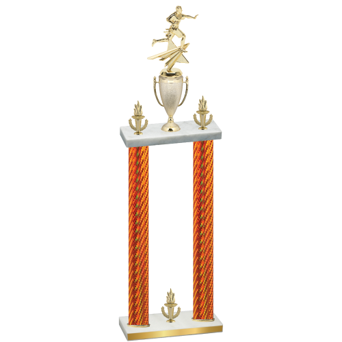 Double Orange Carbon Fiber Victory Flag Football Trophy