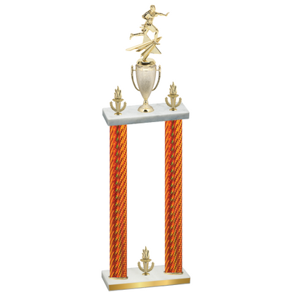 Double Orange Carbon Fiber Victory Flag Football Trophy