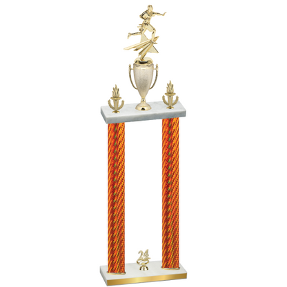 Double Orange Carbon Fiber Year Flag Football Trophy