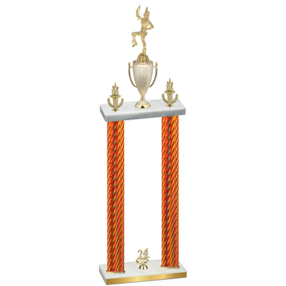 Double Orange Carbon Fiber Year Majorette Trophy