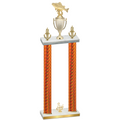 Double Orange Carbon Fiber Third Place Fishing Trophy