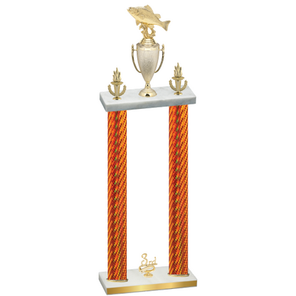 Double Orange Carbon Fiber Third Place Fishing Trophy