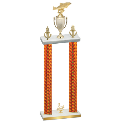 Double Orange Carbon Fiber Third Place Fishing Trophy