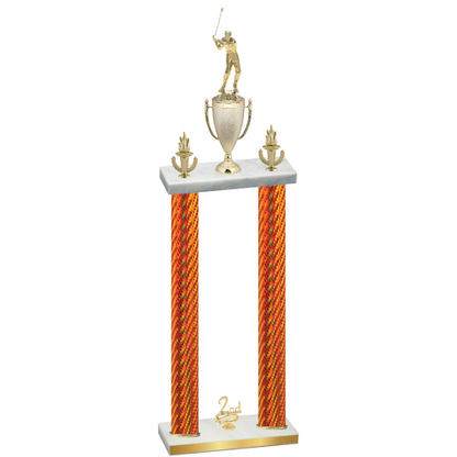 Double Orange Carbon Fiber Second Place Golf Trophy