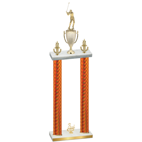 Double Orange Carbon Fiber Third Place Golf Trophy