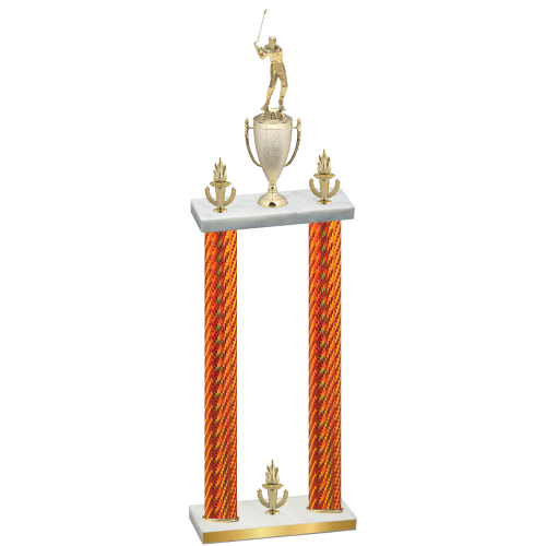 Double Orange Carbon Fiber Victory Golf Trophy