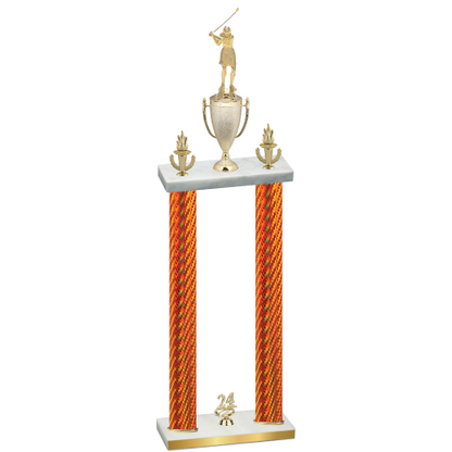 Double Orange Carbon Fiber Year Golf Trophy