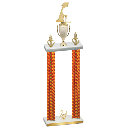 Double Orange Carbon Fiber Second Place Golf Trophy