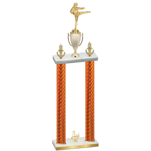 Double Orange Carbon Fiber Third Place Karate Trophy