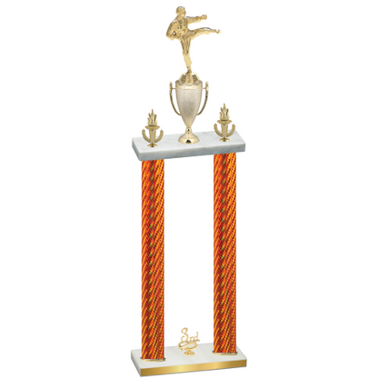 Double Orange Carbon Fiber Third Place Karate Trophy