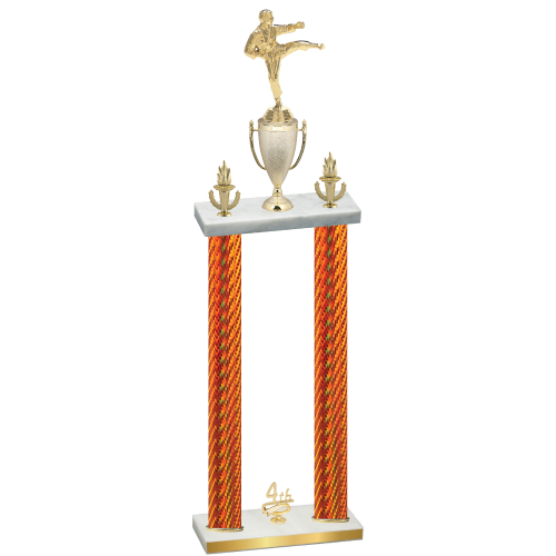 Double Orange Carbon Fiber Fourth Place Karate Trophy