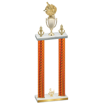 Double Orange Carbon Fiber Third Place Baseball Trophy
