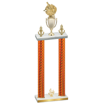 Double Orange Carbon Fiber Fourth Place Baseball Trophy