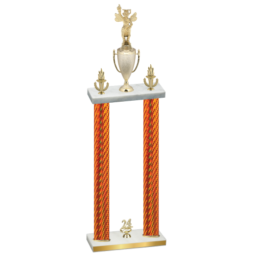 Double Orange Carbon Fiber Year Academics Trophy