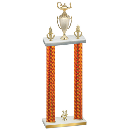 Double Orange Carbon Fiber Year Academics Trophy