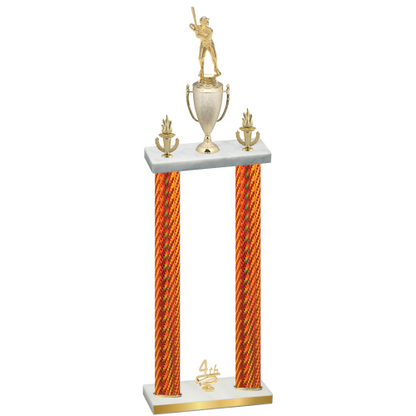 Double Orange Carbon Fiber Fourth Place Baseball Trophy