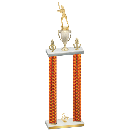 Double Orange Carbon Fiber Third Place Softball Trophy