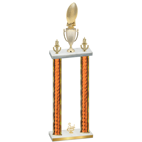 Double Orange Glacier Third Place Football Trophy