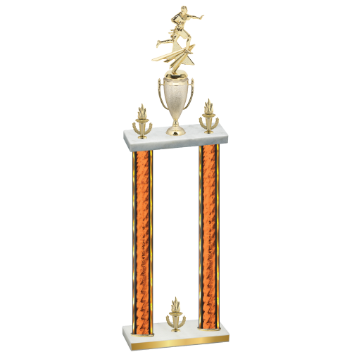 Double Orange Glacier Victory Flag Football Trophy