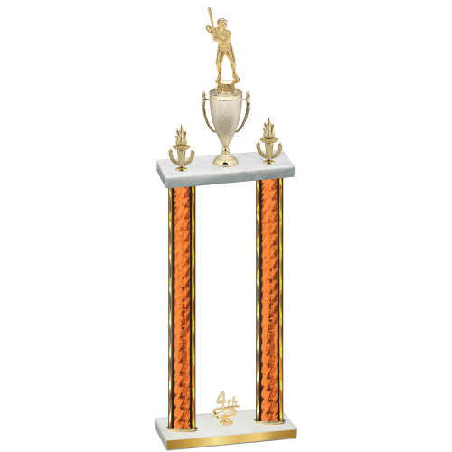 Double Orange Glacier Fourth Place Baseball Trophy