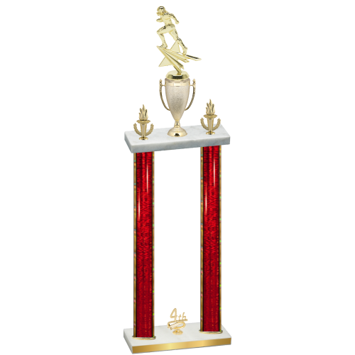 Double Red Glacier Fourth Place Football Trophy