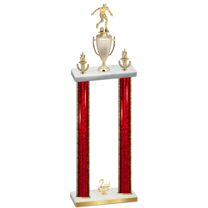 Double Red Glacier Second Place Soccer Trophy