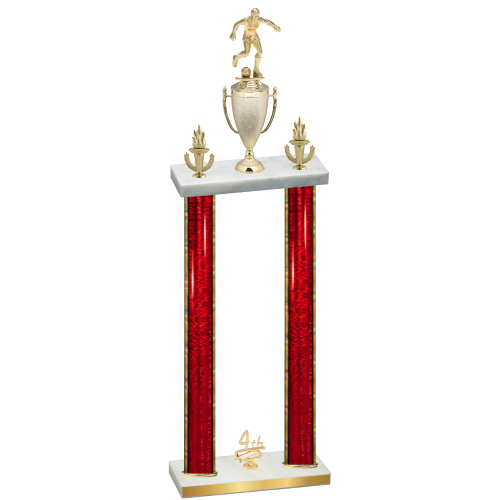 Double Red Glacier Fourth Place Soccer Trophy