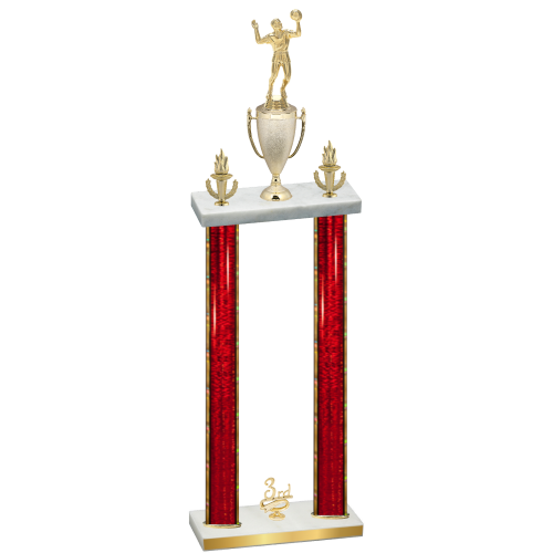 Double Red Glacier Third Place Volleyball Trophy
