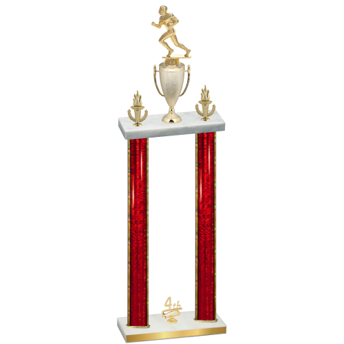Double Red Glacier Fourth Place Football Trophy