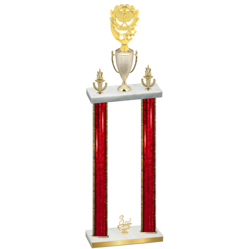 Double Red Glacier Third Place Pickleball Trophy