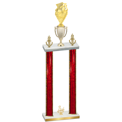 Double Red Glacier Third Place Pickleball Trophy