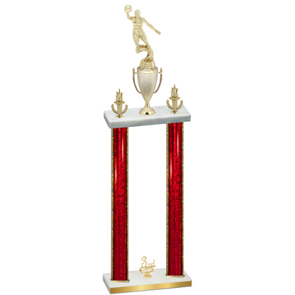 Double Red Glacier Third Place Basketball Trophy