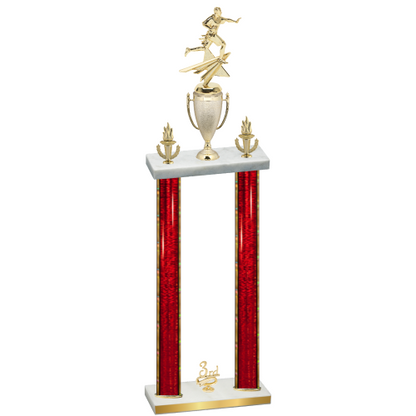 Double Red Glacier Third Place Flag Football Trophy
