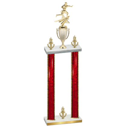 Double Red Glacier Victory Flag Football Trophy
