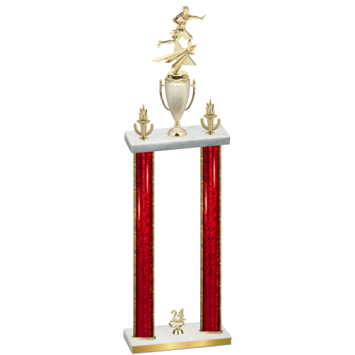 Double Red Glacier Year Flag Football Trophy