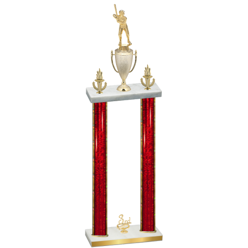 Double Red Glacier Third Place Baseball Trophy