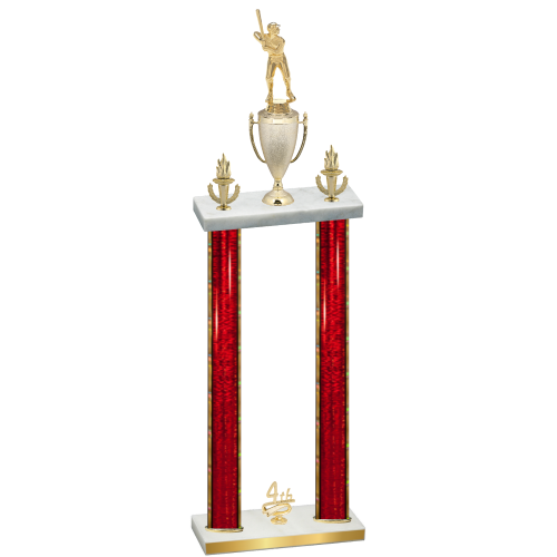 Double Red Glacier Fourth Place Baseball Trophy