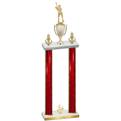 Double Red Glacier Fourth Place Baseball Trophy