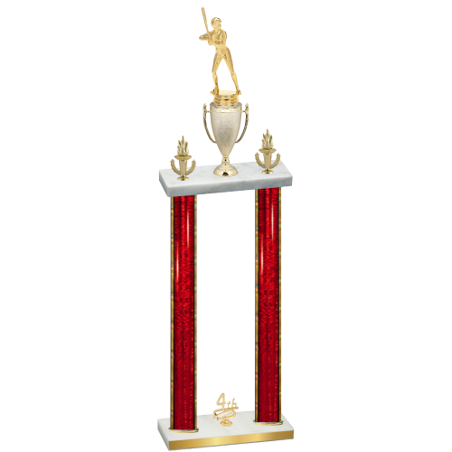 Double Red Glacier Fourth Place Softball Trophy