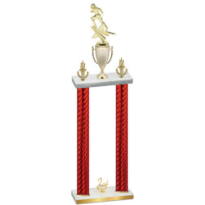 Double Red Carbon Fiber Second Place Football Trophy