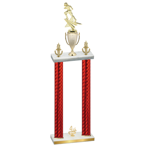 Double Red Carbon Fiber Fourth Place Football Trophy
