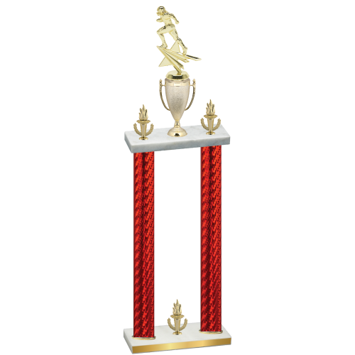 Double Red Carbon Fiber Victory Football Trophy