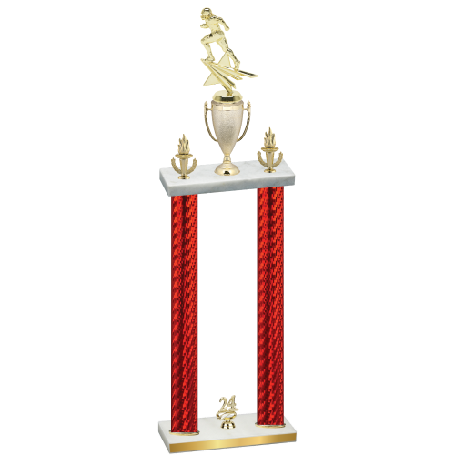 Double Red Carbon Fiber Year Football Trophy